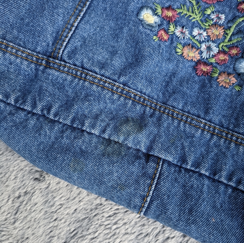 Vintage Floral Embroidered Denim Shoulder Bag with Coin Purse - Picture 4 of 14